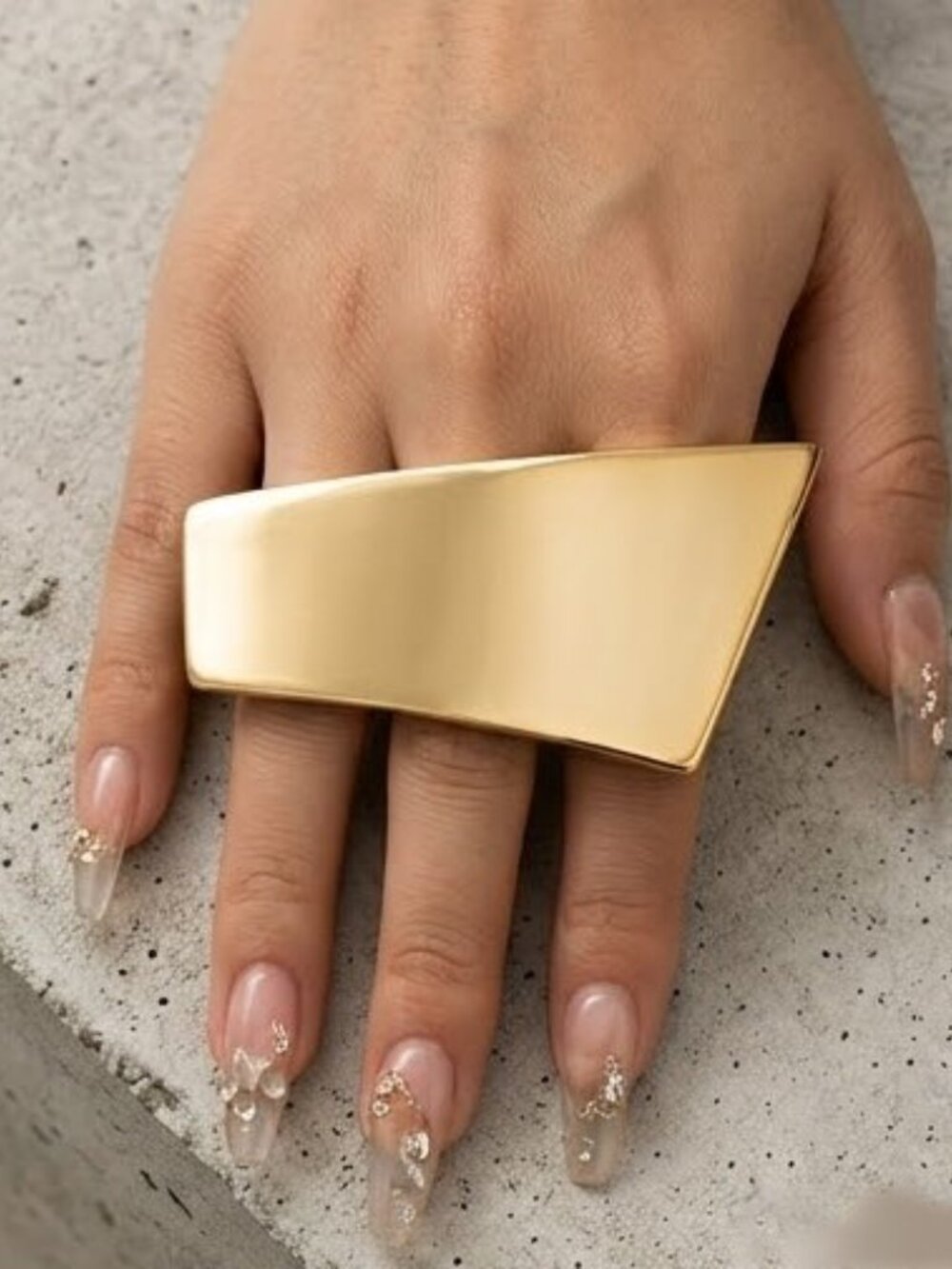 Zara Geometric Gold Tone Double Finger Ring NWT